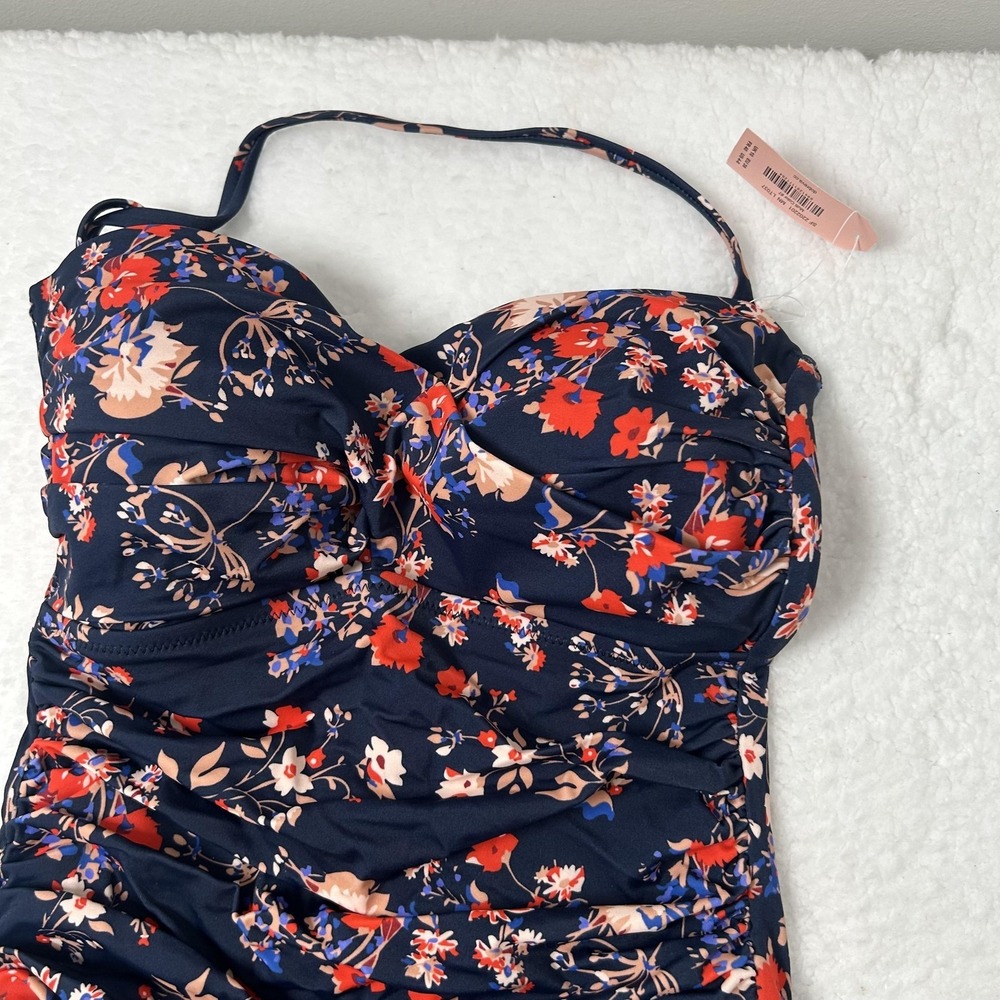 Dobreva Swimdress Womens Small Navy Floral Bandeau Skirted One Piece Swimwear - Picture 6 of 16